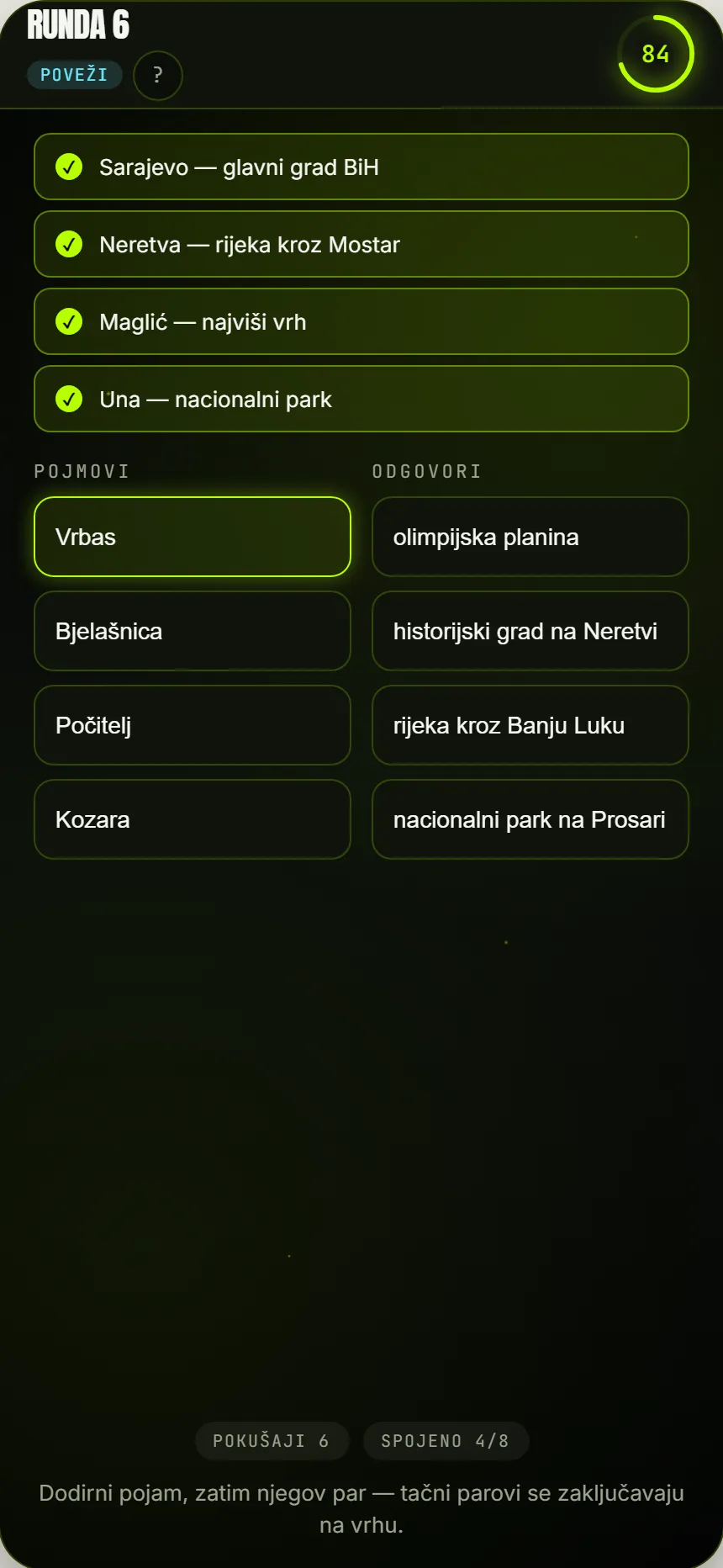 Poveži: spajanje pojmova u parove
