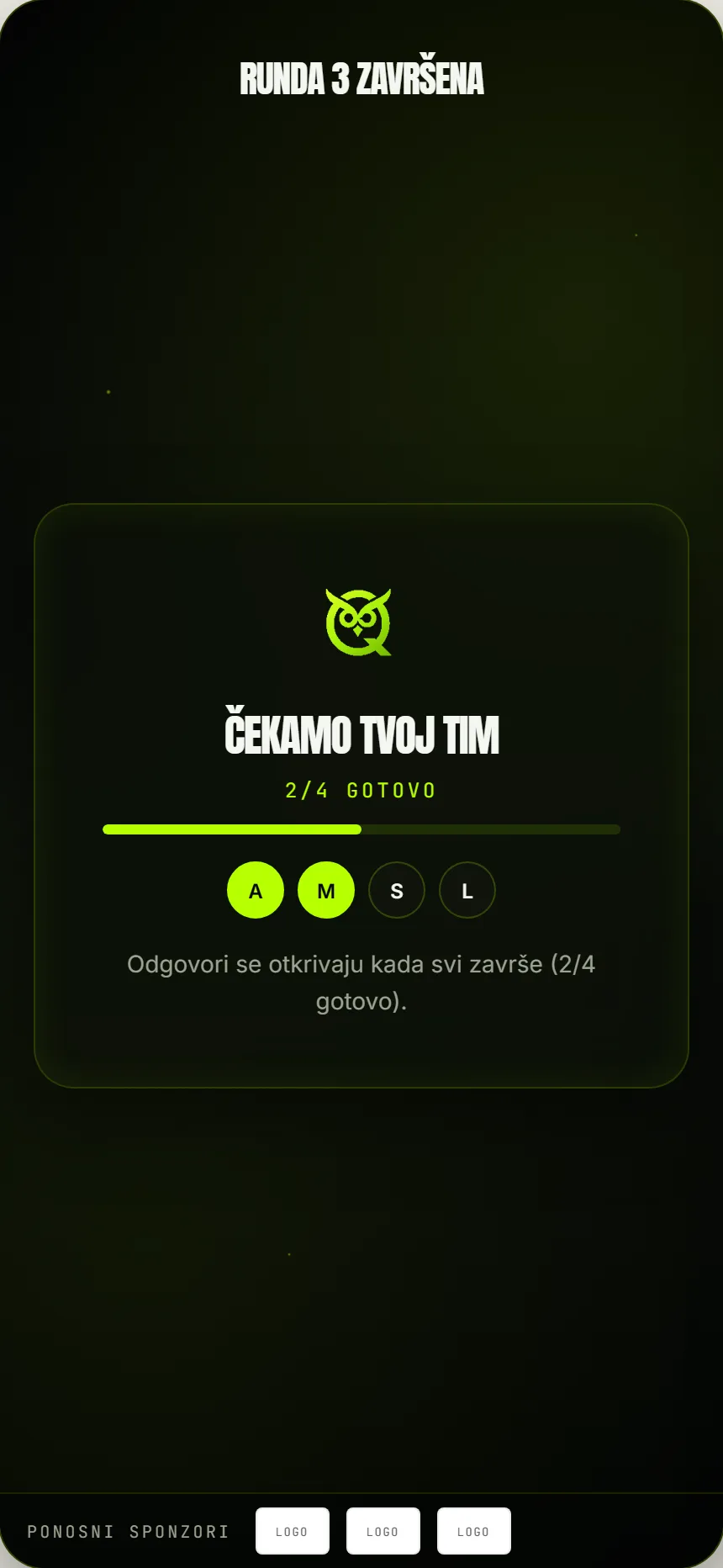Čekamo tvoj tim: rezultati se otkrivaju kad svi završe